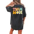 Groovy Twin Mama For New Mom Of Twins Women's Oversized Comfort T-Shirt Back Print Pepper