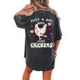 Just A Girl Who Loves Chickens Chicken Farm Gag Outfit Women's Oversized Comfort T-shirt Back Print Pepper