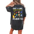 Just A Girl Who Loves Planets Solar Space Science Lover Girl Women's Oversized Comfort T-shirt Back Print Pepper