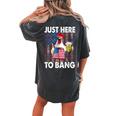 Just Here To Bang Chicken 4Th Of July Us Flag Firecrackers Women's Oversized Graphic Back Print Comfort T-shirt Pepper