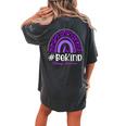 Leopard Rainbow Be Kind Purple Ribbon Epilepsy Cancer Women's Oversized Comfort T-Shirt Back Print Pepper