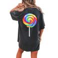 Lollipop Rainbow Sucker Candy Costume Halloween Women's Oversized Comfort T-shirt Back Print Pepper
