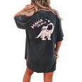 Mama Saurus T Flower Cute Dinosaur Women's Oversized Comfort T-Shirt Back Print Pepper