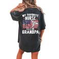 Retro My Favorite Nurse Calls Me Grandpa Usa Flag Father Day Women's Oversized Comfort T-Shirt Back Print Pepper
