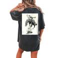 Rodeo Cowgirl Riding Bucking Horse Women's Oversized Comfort T-Shirt Back Print Pepper