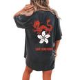 Save Hong Kong China Dragon Democracy Protest Graphic Women's Oversized Comfort T-Shirt Back Print Pepper