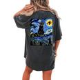 Scary Night Black Cat Halloween Pumpkin Boys Girls Women's Oversized Comfort T-shirt Back Print Pepper