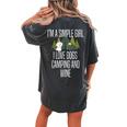 Im A Simple Girl I Love Dogs Camping And Wine Camper Women's Oversized Comfort T-Shirt Back Print Pepper