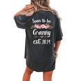 Soon To Be Granny Est 2024 Cute Flower New Mom Baby Reveal Women's Oversized Comfort T-shirt Back Print Pepper
