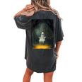 Vintage Floral Ghost On The Swing In Forest Halloween Gothic Women's Oversized Comfort T-shirt Back Print Pepper