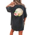 Watercolor Volleyball Boho Floral Volleyball Mom Women's Oversized Comfort T-Shirt Back Print Pepper