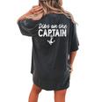 Wife Dibs On The Captain Captain Wife Retro Women's Oversized Comfort T-shirt Back Print Pepper