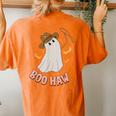 Boohaw Ghost Halloween Cowboy Cowgirl Costume Retro Women's Oversized Comfort T-Shirt Back Print Yam