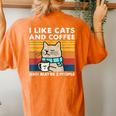 I Like Cats And Coffee And Maybe 3 People Love Cats Women's Oversized Comfort T-shirt Back Print Yam
