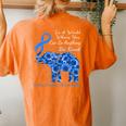 Colon Cancer Awareness Sunflower Elephant Be Kind Women's Oversized Comfort T-Shirt Back Print Yam
