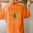 Dachshund Dog Christmas Ugly Sweater Dachshund Xmas Women's Oversized Comfort T-shirt Back Print Yam