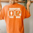 Daughters Yours Mine Cowgirl Mom Barrel Racing Dad Women's Oversized Comfort T-Shirt Back Print Yam