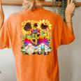 Floral Hippie Sunflower Motif For Women Peace Sign Gnomes Women's Oversized Comfort T-Shirt Back Print Yam