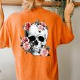 Floral Sugar Skull Rose Flowers Mycologist Gothic Goth Women's Oversized Comfort T-shirt Back Print Yam