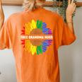 Free Grandma Hugs Lgbt Daisy Rainbow Flower Hippie Gay Pride Women's Oversized Comfort T-Shirt Back Print Yam