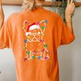 French Bulldog Dog Tree Christmas Lights Xmas Pajama Women's Oversized Comfort T-shirt Back Print Yam