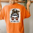 Game Day Leopard Messy Bun Mom Football Lover Bleached Women's Oversized Comfort T-shirt Back Print Yam