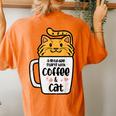 Good Day Starts With Coffee Cat Cute Kitten Girls N Women's Oversized Comfort T-shirt Back Print Yam