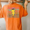 Groovy First Grade Lightning Pencil Retro Teacher Women's Oversized Comfort T-shirt Back Print Yam