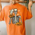 Halloween Skeleton Pumpkin Fall Coffee Fun Costume Women's Oversized Comfort T-shirt Back Print Yam