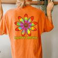 Happy Hippie Groovy Retro Tie Dye Daisy Peace Symbol Women's Oversized Comfort T-Shirt Back Print Yam