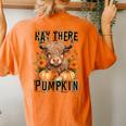 Hay There Pumkin Highland Cow Fall Autumn Thanksgiving Women's Oversized Comfort T-shirt Back Print Yam