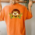 Hedgehog Sunflower Hedgehog Lover Women's Oversized Comfort T-Shirt Back Print Yam