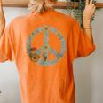 Hippie Floral Groovy Peace 70S Flower Vintage Peace Sign Women's Oversized Comfort T-Shirt Back Print Yam