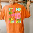It's My 10Th Birthday Flamingo Hawaii 10 Yrs Old Girl Women's Oversized Comfort T-shirt Back Print Yam