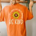 Be Kind Autism Awareness Quote Puzzle Piece Sunflower Women's Oversized Comfort T-Shirt Back Print Yam