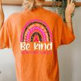 Be Kind Breast Cancer Awareness Leopard Rainbow Kindness Women's Oversized Comfort T-Shirt Back Print Yam