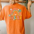 Be Kind Retro Rainbow Peace Sign Love Hippie Flowers 60S 70S Women's Oversized Comfort T-Shirt Back Print Yam