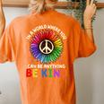 Kindness Be Kind Peace Sign Flower Antibullying Women's Oversized Comfort T-Shirt Back Print Yam