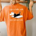 Life Is Better With Coffee Cats And Books Cat Lover Women's Oversized Comfort T-shirt Back Print Yam