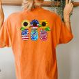 Mason Jar Sunflower Wife Mom Nana Usa Flag 4Th Of July Women's Oversized Comfort T-Shirt Back Print Yam