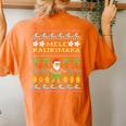 Mele Kalikimaka Christmas Ugly Sweater Costume Santa Women's Oversized Comfort T-shirt Back Print Yam