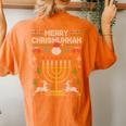 Merry Chrismukkah Happy Hanukkah Jew Ugly Christmas Sweater Women's Oversized Comfort T-shirt Back Print Yam
