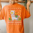 Merry Llamas Ugly Christmas Sweater Pun Women's Oversized Comfort T-shirt Back Print Yam