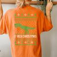 Merry T-Rex Christmas Ugly Christmas Sweater Women's Oversized Comfort T-shirt Back Print Yam