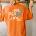 Middle School Rocks Students Teacher Back To School Women's Oversized Comfort T-shirt Back Print Yam