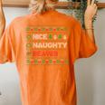 Nice Naughty Beaver Christmas List Ugly Sweater Women's Oversized Comfort T-shirt Back Print Yam