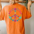 Peace Sign Floral 60S 70S Flower Power Dove Hippie Women's Oversized Comfort T-Shirt Back Print Yam