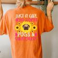 Pug Dog Mom Owner Sunflower Lover Cute Christmas Women's Oversized Comfort T-Shirt Back Print Yam