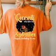 A Queen Was Born In September Black Girl Birthday Afro Woman Women's Oversized Comfort T-shirt Back Print Yam