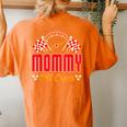 Race Car Birthday Party Matching Family Mommy Pit Crew Women's Oversized Comfort T-shirt Back Print Yam
